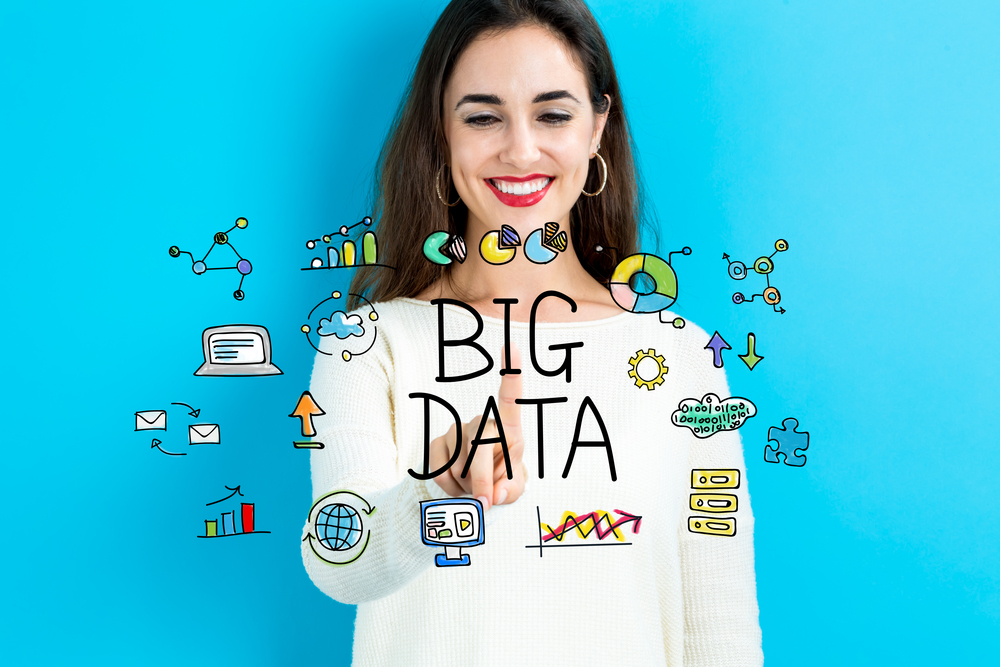 Big Data concept with young woman