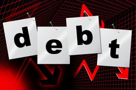 Debt sign showing a gradual reduction