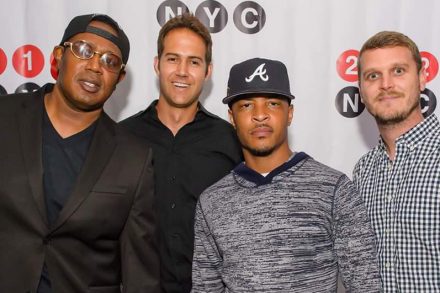 From l-r; Master P, Cinq President, Urban Music, Jason Peterson, CEO Godigital Media Group, Cinq artist T.I. and Barry Daffurn, Cinq co-founder and President.