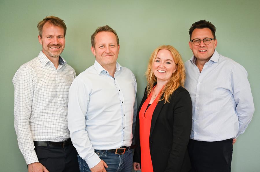 Picture: TimeLog management team. From left Søren Lund, founder, Christoffer Lanstorp, CPO, Sascha Skydsgaard, COO og Per Henrik Nilssen, CEO. / Timelog