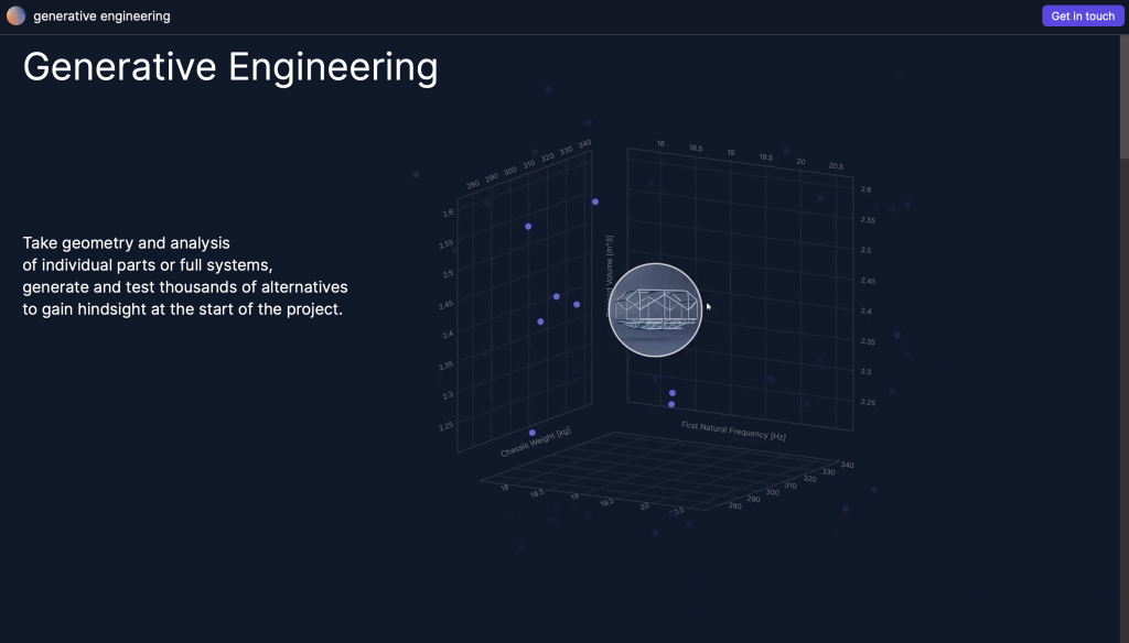screenshot Generative Engineering website 